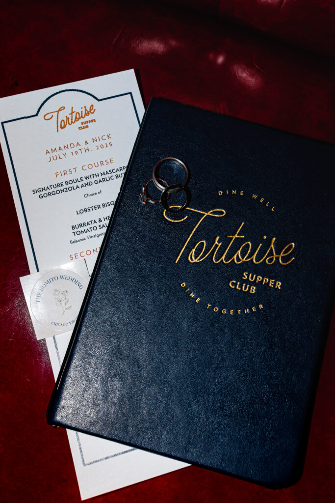 Intimate Chicago wedding reception dinner at Tortoise Supper Club in River North