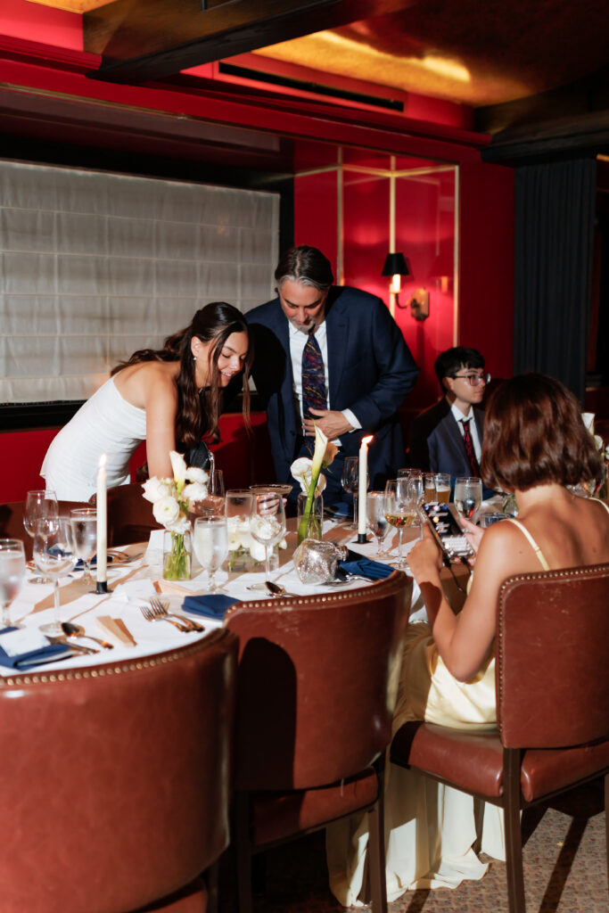 Intimate Chicago wedding reception dinner at Tortoise Supper Club in River North