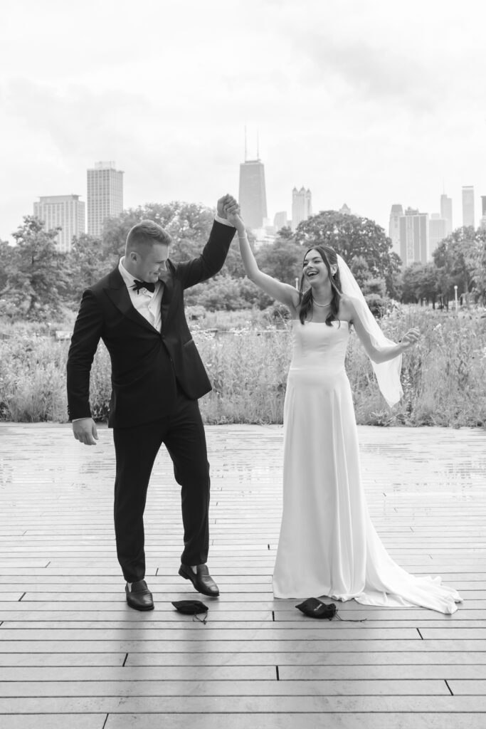Couple celebrates with a Jewish glass-breaking tradition at their Lincoln Park intimate wedding ceremony
