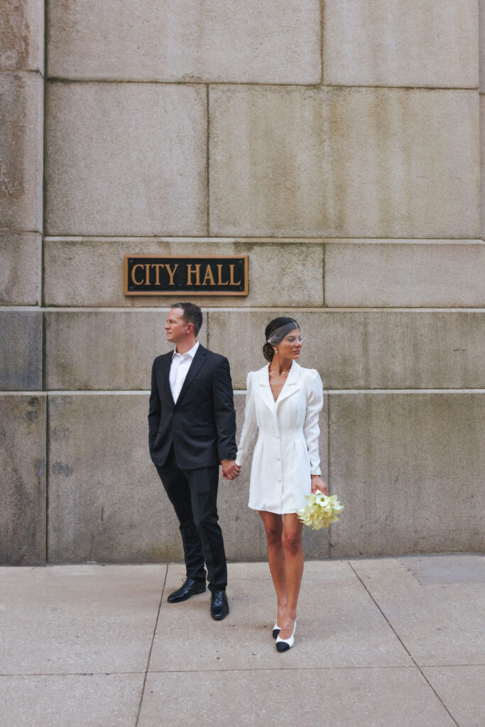 Editorial-style portrait during a Chicago City Hall elopement