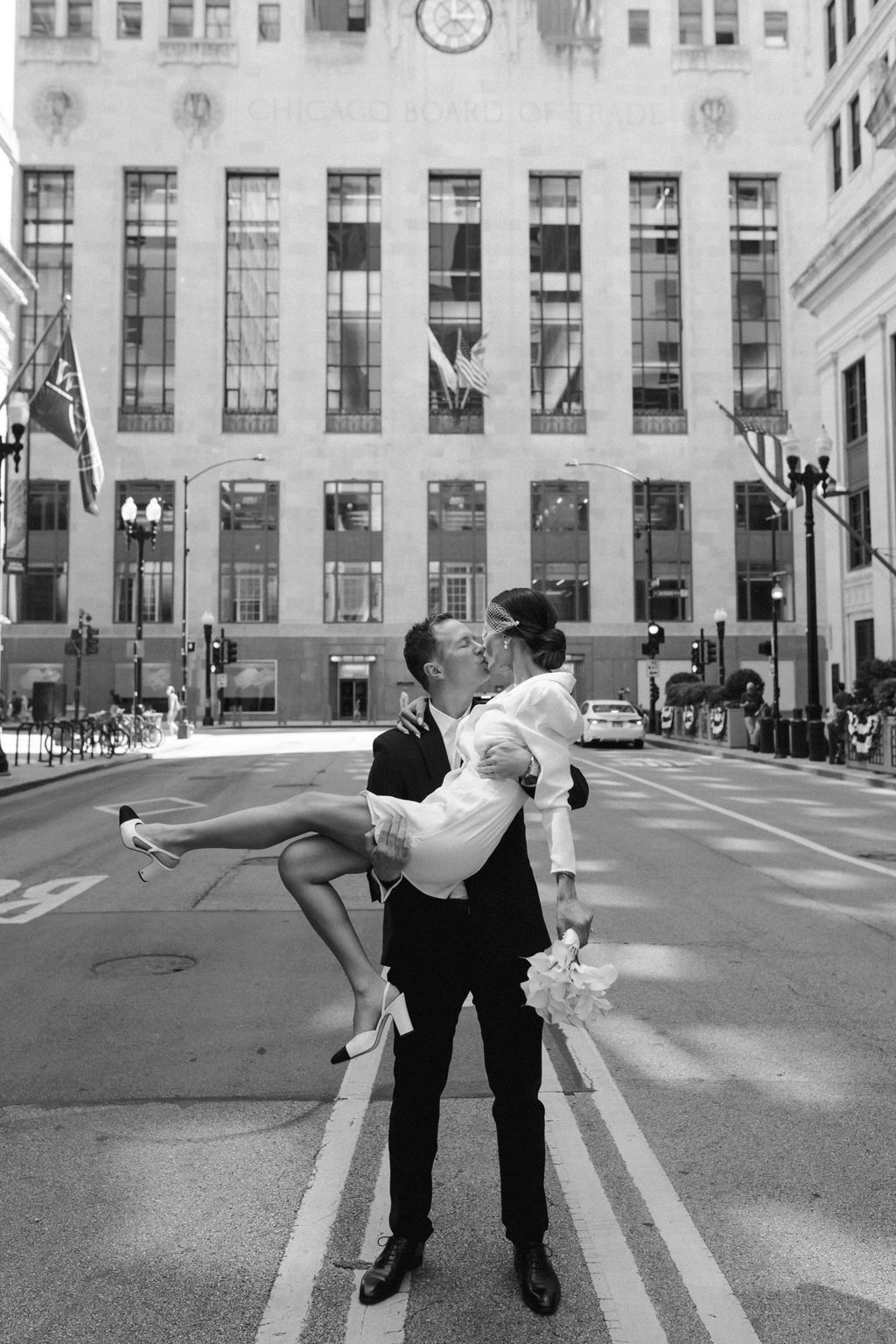 Candid portrait during a Chicago City Hall elopement